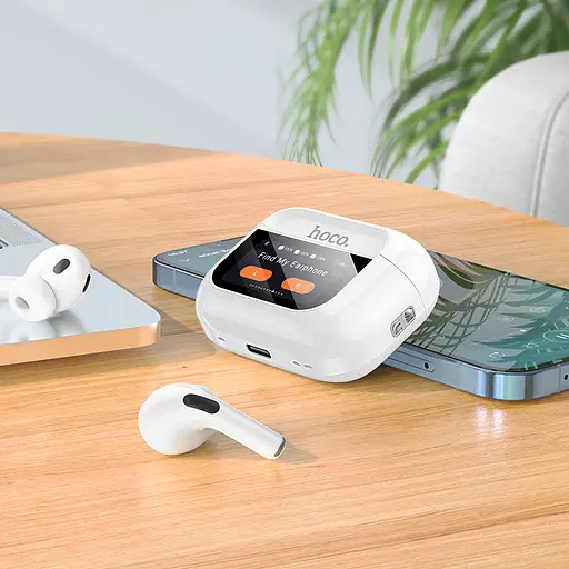 Беспроводные TWS наушники Hoco DES42, BT5.3, ANC, 30mAh, 300mAh, 3.5h, с LED дисплеем, вакуумные white - фото 6