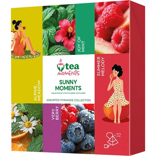 Чай фруктово-трав’яний Tea Moments Sunny Moments Асорті 4 смаки x 8 пірамідок