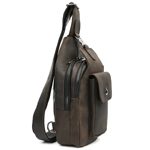 Модный рюкзак слинг на одну шлейку коричневый TARWA 17х7х33.5 см sum0028457 - фото 4