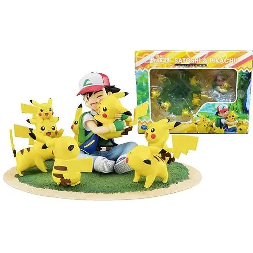 Діорама 3D Сатоші та Пікачу Кишенькові Монстри Покемони Series Ash and Pikachu 12см Pokеmon 33.33 - фото 1