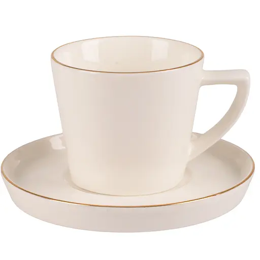 Чашка Limited Edition Aria Gold с блюдцем 90 мл бежевая (TRSC-GM2522-Y90CS) - фото 1