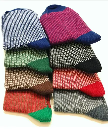 Носки с принтом цветные полосы высокие бесшовные воздухопроницаемые качественные ORGANIC cotton JILL ANTONY Микс 8 цветов, 42-43 - фото 1