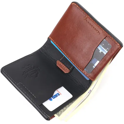 Чоловічий шкіряний гаманець Grande Pelle 10х9.5х1.5 см acs0022796 - фото 4