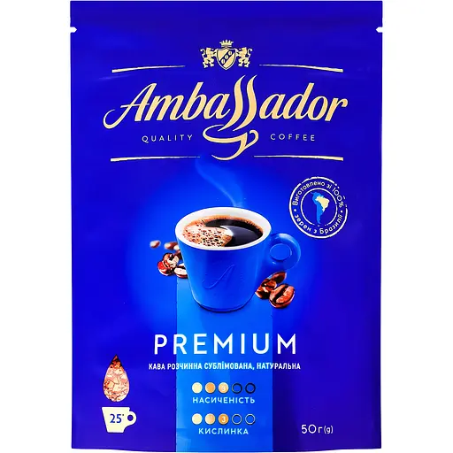 Кава Premium Ambassador натуральна розчинна сублімована 50 г