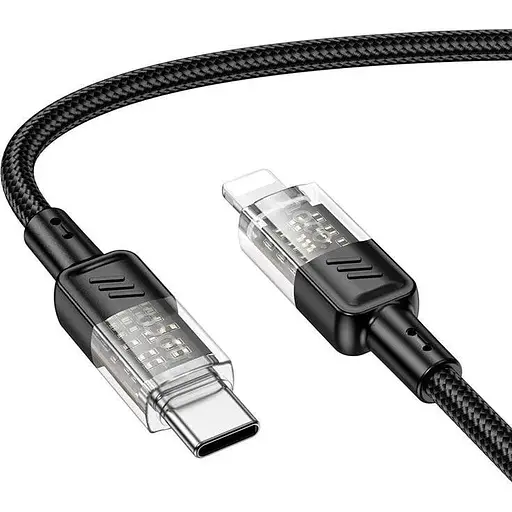 Кабель Hoco Type-C к Lightning Spirit PD прозрачный зарядный кабель для передачи данных U129 27W 1,2 м