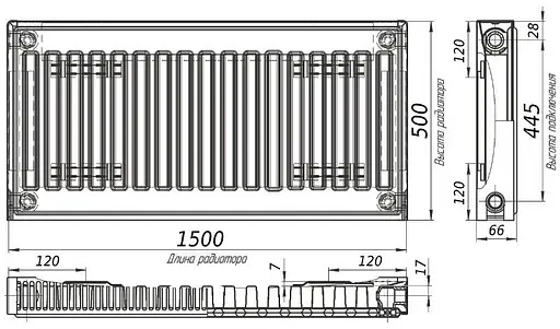 Радиатор стальной панельный Kalite 11 бок 500x1500 000024247, Белый - фото 2