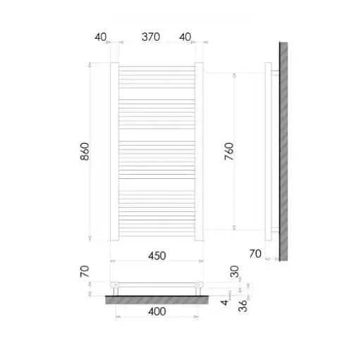 Рушникосушка 860x450 водяной (плоска) /393Вт Heizung - фото 5