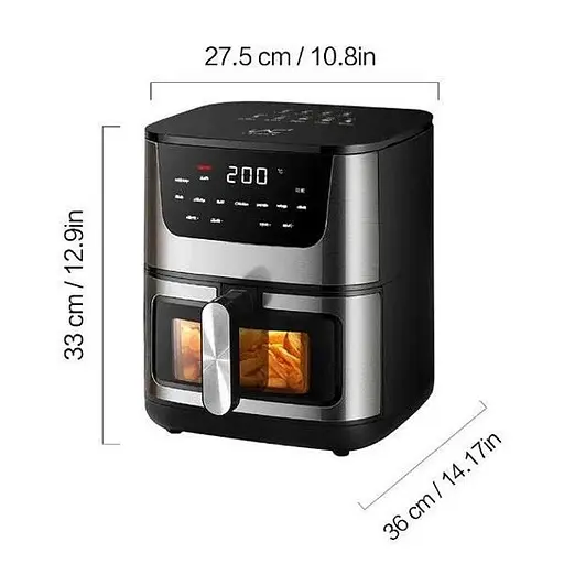 Аерофритюрниця безмасляна Rainberg RB-2268 на 8л сенсорне керування електрична 4200 Вт - фото 3