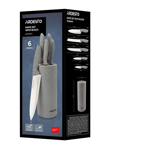 Набор ножей с блоком Ardesto Gemini 6 предметов серый (AR2106GR) - фото 11