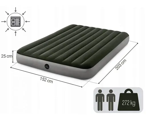 Велюровий матрац, 152x203x25 см, до 272 кг, зелений