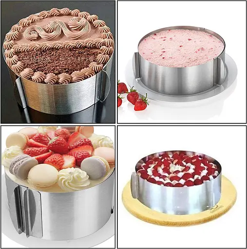 Кондитерське кільце розсувна кругла форма для випікання та формування салатів та тортів 15-30 см 14, Master Class Сірий 83257 - фото 4