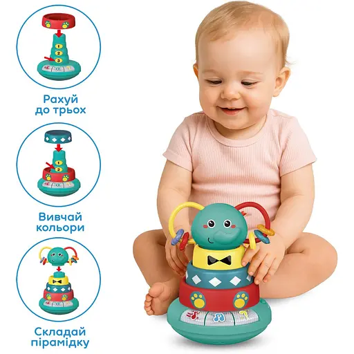 Інтерактивна розвиваюча іграшка Kiddi Smart Слоненя Грайко (1305-UK) - фото 3