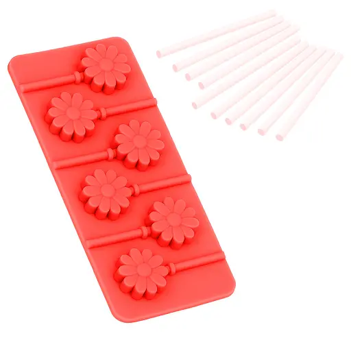 Силиконовая форма для леденцов и конфет на палочке "Цветок", Kitchen Master Красный 87396 - фото 4