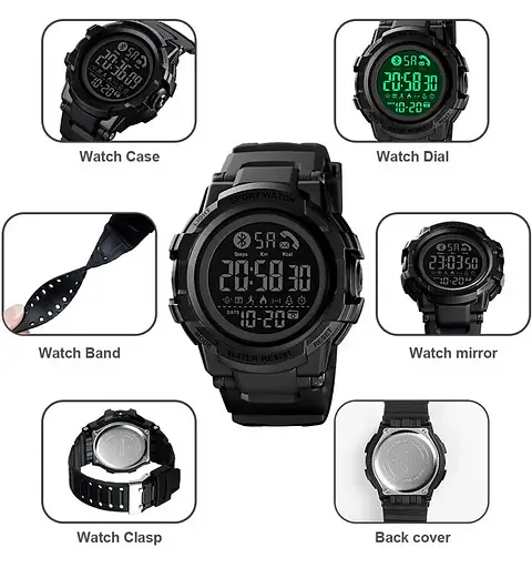 Чоловічий спортивний смарт годинник Skmei 1501 (Чорний) - фото 6