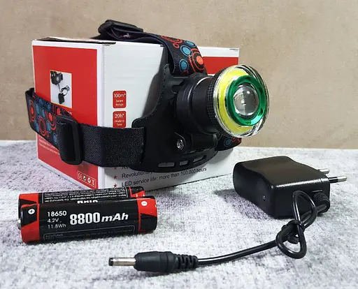 Налобний акумуляторний ліхтар на голову Bailong T6 + COB для риболовлі 2 х 18650 Headlamp-HL2-1006 - фото 8