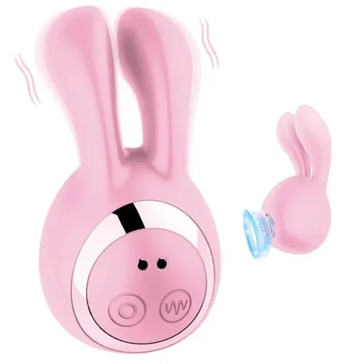 Вакуумный стимулятор клитора I’MCUM Bunny Kiss 8 режимов вибрации 5 режимов всасывания в форме кролика Розовый (IM-KXY269)
