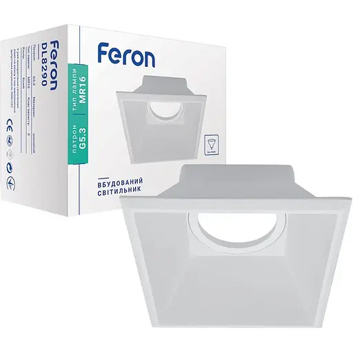 Світильник точковий Feron DL8290  MR16/G5.3 білий квадрат (40034)