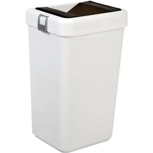 Мусорное ведро Motek на 40 л с поворотной крышкой 35х28х59 см Белый (COB-412)  - фото 1