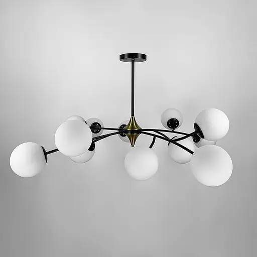 Чорна люстра із поворотними гілочками на 12 плафонів Line.F K 21/12 BK+WT new - фото 5