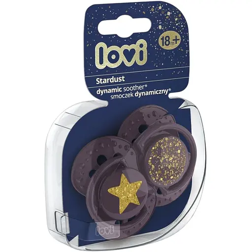 Пустышка силиконовая динамическая LOVI Stardust 18+ месяцев 2 шт. фиолетовая (22/895_violet) - фото 3