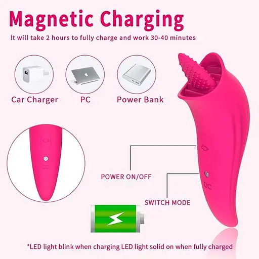 USB-вибратор для оральных удовольствий в форме языка Фуксия K0598-1 - фото 4