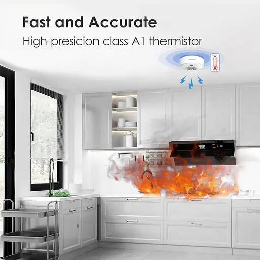 Тепловий сповіщувач для кухні WISUALARM H01 з можливістю віддаленого відключення звуку - фото 3
