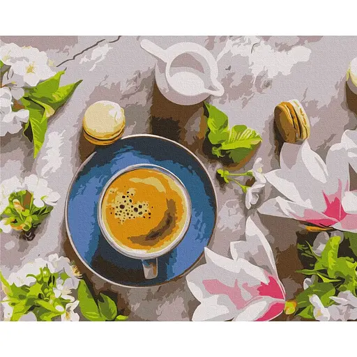 Картина по номерам на подрамнике Brushme Кофе и цветы - фото 1