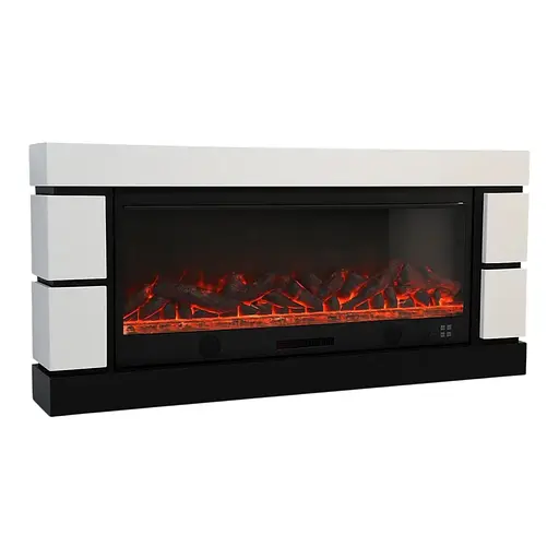 Електричний камін Logos Long 158 1500Вт Bluetooth звук потріскування дров White with black (10080144)