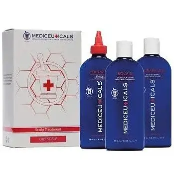 Набор для жирной кожи головы Mediceuticals (Шампунь Solv-X 250 мл, Кондиционер Therapeutic 250 мл, Очищающий уход TheraRx 250 мл)