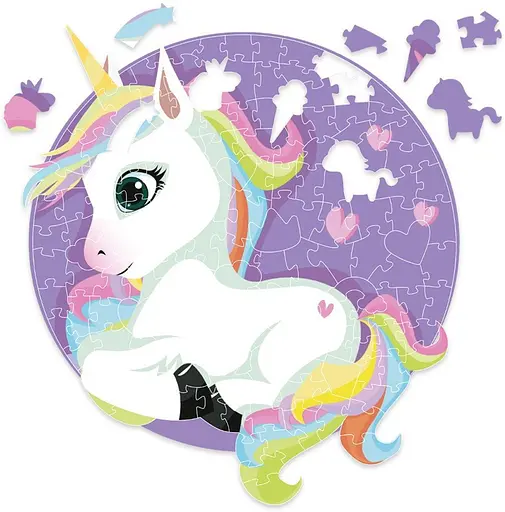 Дерев’яний пазл в коробці Єдиноріг в сердечках - фото 1