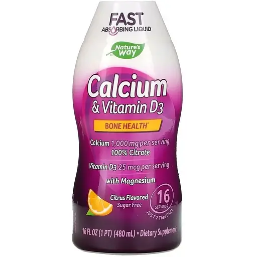 Вітаміни та мінерали Nature's Way Calcium and Vitamin D3, 480 мл - Цитрус