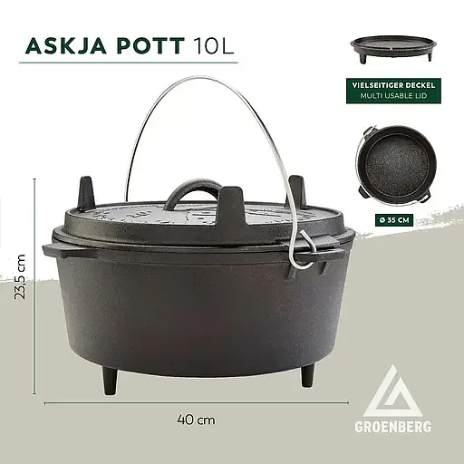Котел с крышкой Groenberg Askja Pot Black 33 см 10 л (DAS303245) - фото 16