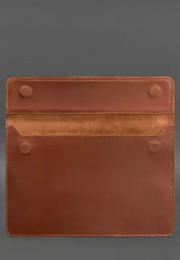 Кожаный чехол-конверт BlankNote на магнитах для MacBook Pro 16" Светло-коричневый Crazy Horse - фото 3