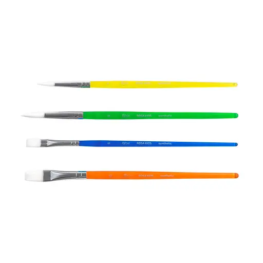 Набір пензлів №5 синтетика 4 шт кругла (№6 8) плоска (№6 10) Rosa Kids - фото 3