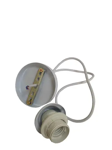 Патрон винтажный металлический белый люстр.Е27 с чашей, шнур белый 1М+монт.компл.(200/ящ) LUMANO* - фото 1