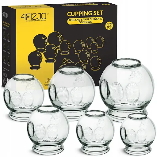 Вакуумні масажні банки 4FIZJO для тіла (китайські/атницелюлітні банки) 12 шт скляні (P-5905973402231) - фото 1