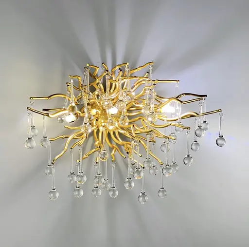 Настінний світильник в природніх мотивах в корпусі золото Арт. W 18/L60 GD Line F - фото 5