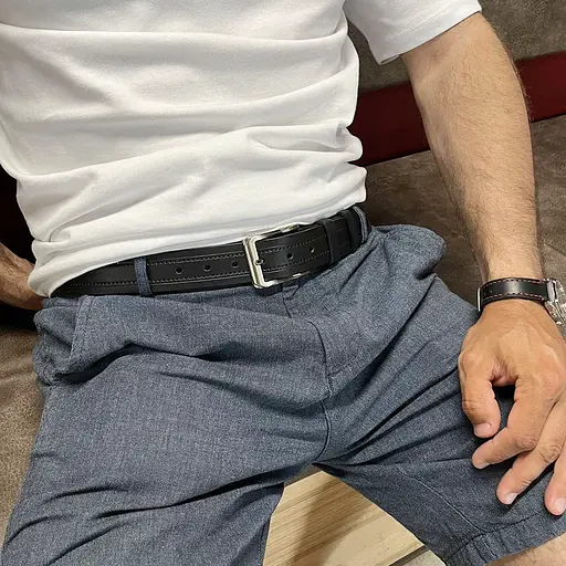 Чоловічий ремінь шкіряний SF-3597 (135 см) чорний під брюки класичний - фото 8