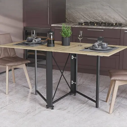 Стіл-книга трансформер Оріон 2 Ferrum-decor 750x1520x730 Чорний метал ДСП Дуб Сонома 16 мм (FRD-104586)