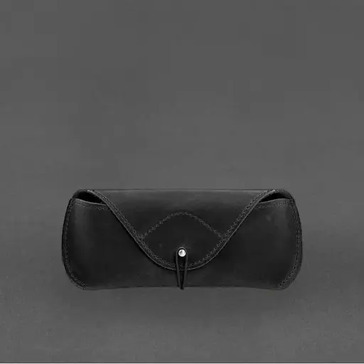 Кожаный чехол для очков BlankNote Crazy Horse с клапаном на резинке Черный - фото 3