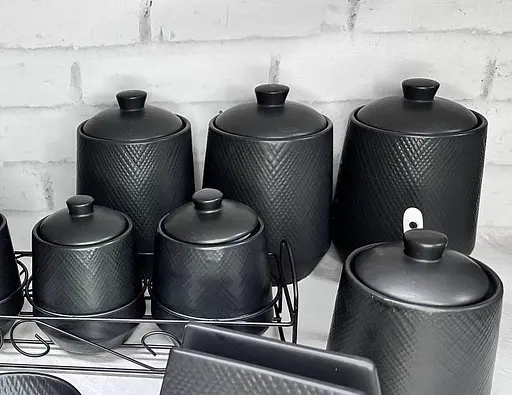 Набір із 3-х керамічних баночок Maestro MR-20002-03CS ємності для сипучих продуктів Чорні - фото 4
