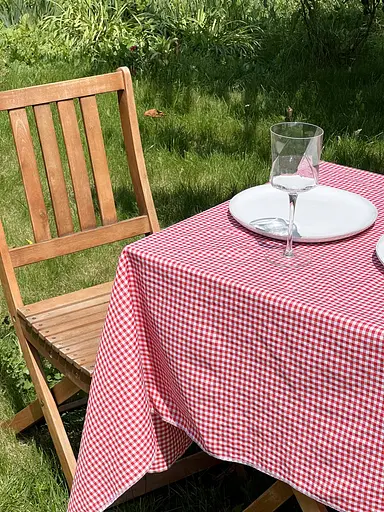 Скатертина в клітинку для столу Зефір 110х110 см (+ 2 серветки 30х40) Червона і Біла - фото 8