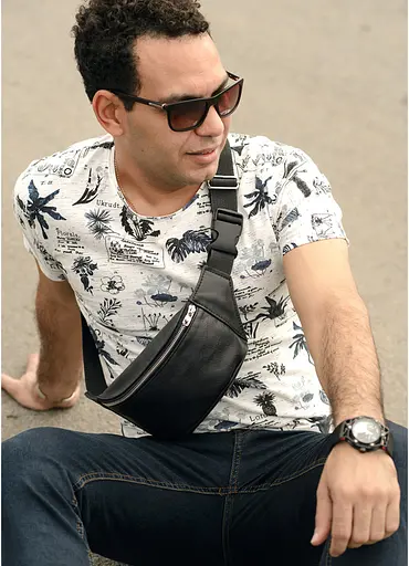 Поясная сумка бананка кожаная Sambag Tirso PSSm черный 30.5 х 14 см (81113001m) - фото 1