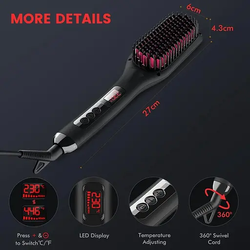 Щетка-выпрямитель для волос Nisperos с быстрым нагревом - фото 7