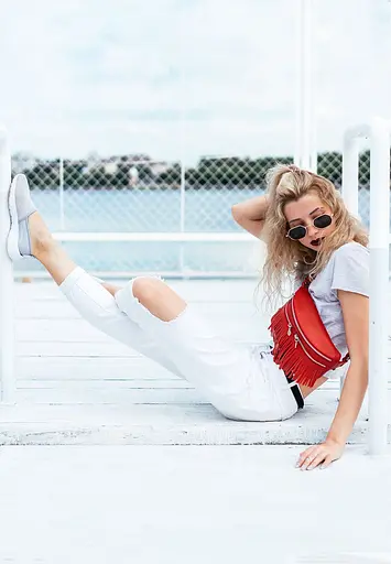 Шкіряна жіноча сумка на пояс Spirit червона - фото 7