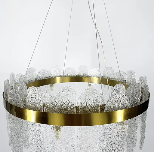 Подвесная люстра со стеклянными фактурными пластинами Line.F Диаметр 60см - фото 5