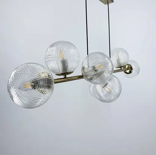 Видовжений світильник із 8 гранчастими плафонами, 130 см | Line F | Арт. Q08/8 AB - фото 8