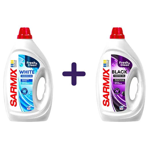 Набір: Гель для прання Sarmix White 900 мл + Гель для прання Sarmix Black 900 мл