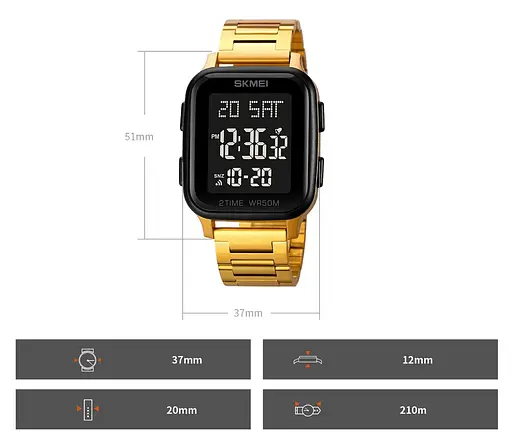 Чоловічий наручний годинник Skmei 1859 на браслеті (Золотий) - фото 9