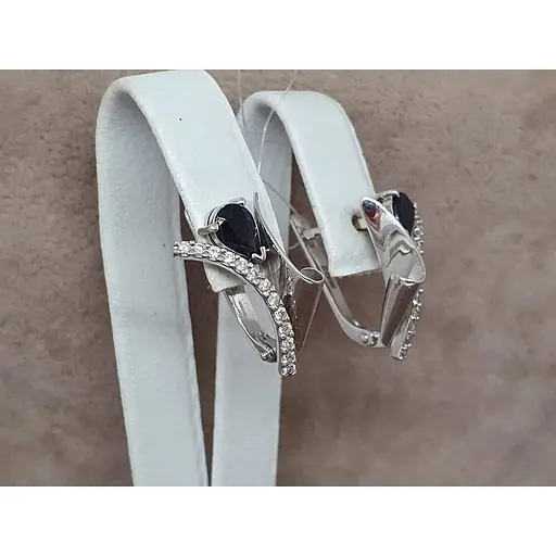 Золоті сережки Ювелір Сервіс з діамантами і сапфірами. 37646090 - фото 3